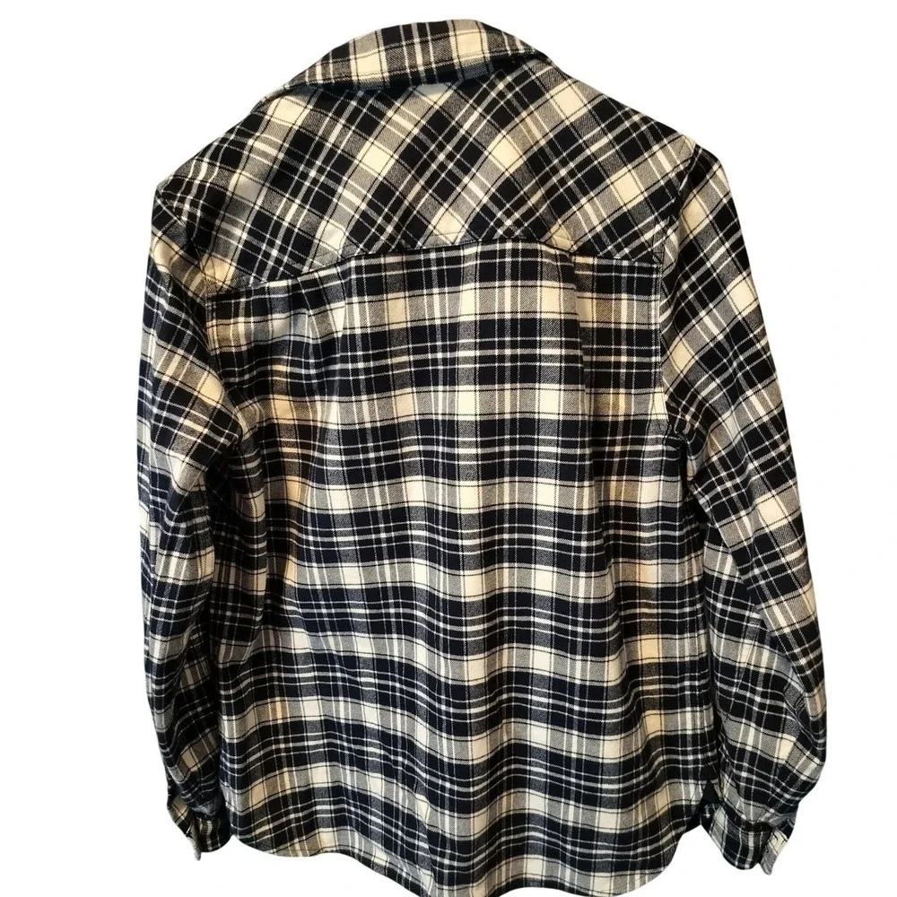 J. Crew Plaid Flannel Shirt Women's XS Navy White Long Sleeve 1/2 Zip‎ up Cotton